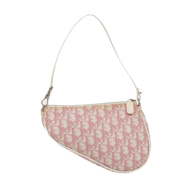 Christian Dior Saddle Pouch Trotter Canvas Pouch Pink Auth 95391 - Picture 2 of 16